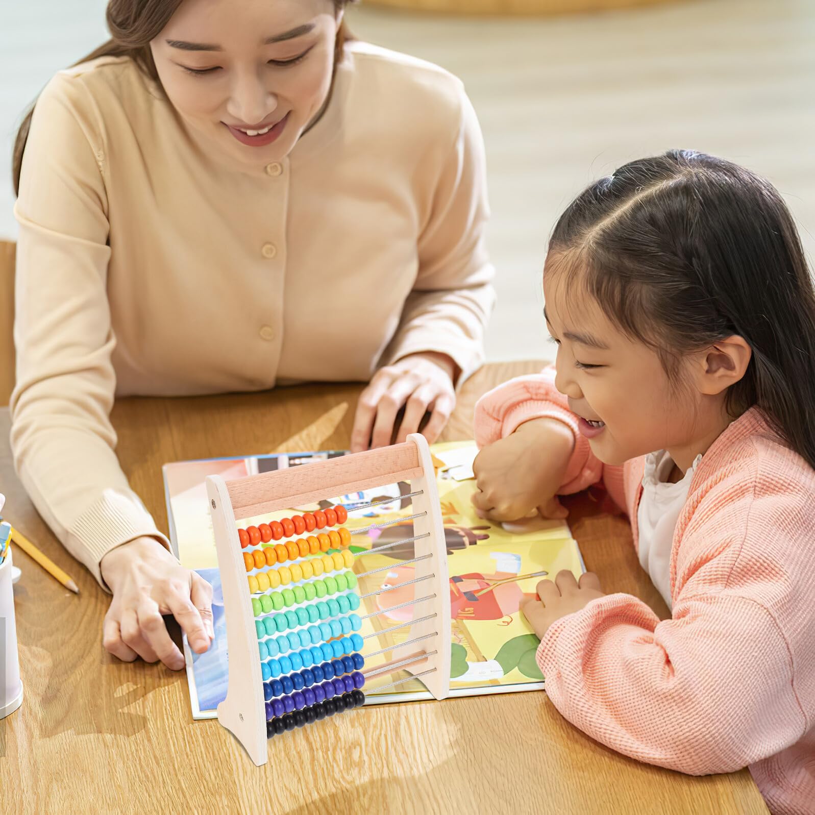 Homoyoyo Boulier Éducatif en Bois pour Améliorer la Précision du Calcul Cognition Mathématique pour Garçon et Filles Outil Mathématique pour Apprentissage Quotidien et Relation