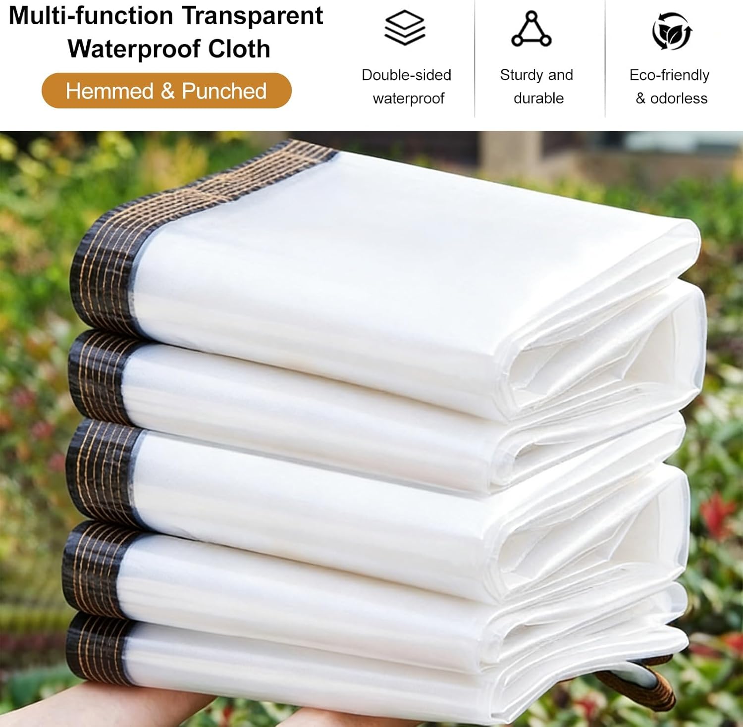 Clear Tarps Heavy Duty with Grommets, Clear Waterproof Tarps Outdoor Transparent Tarpaulin Plastic Rainproof Tarp Cover with Grommets for Gardening, Farming, Nursery, Garden(1.5x9m/4.9x29.5ft)