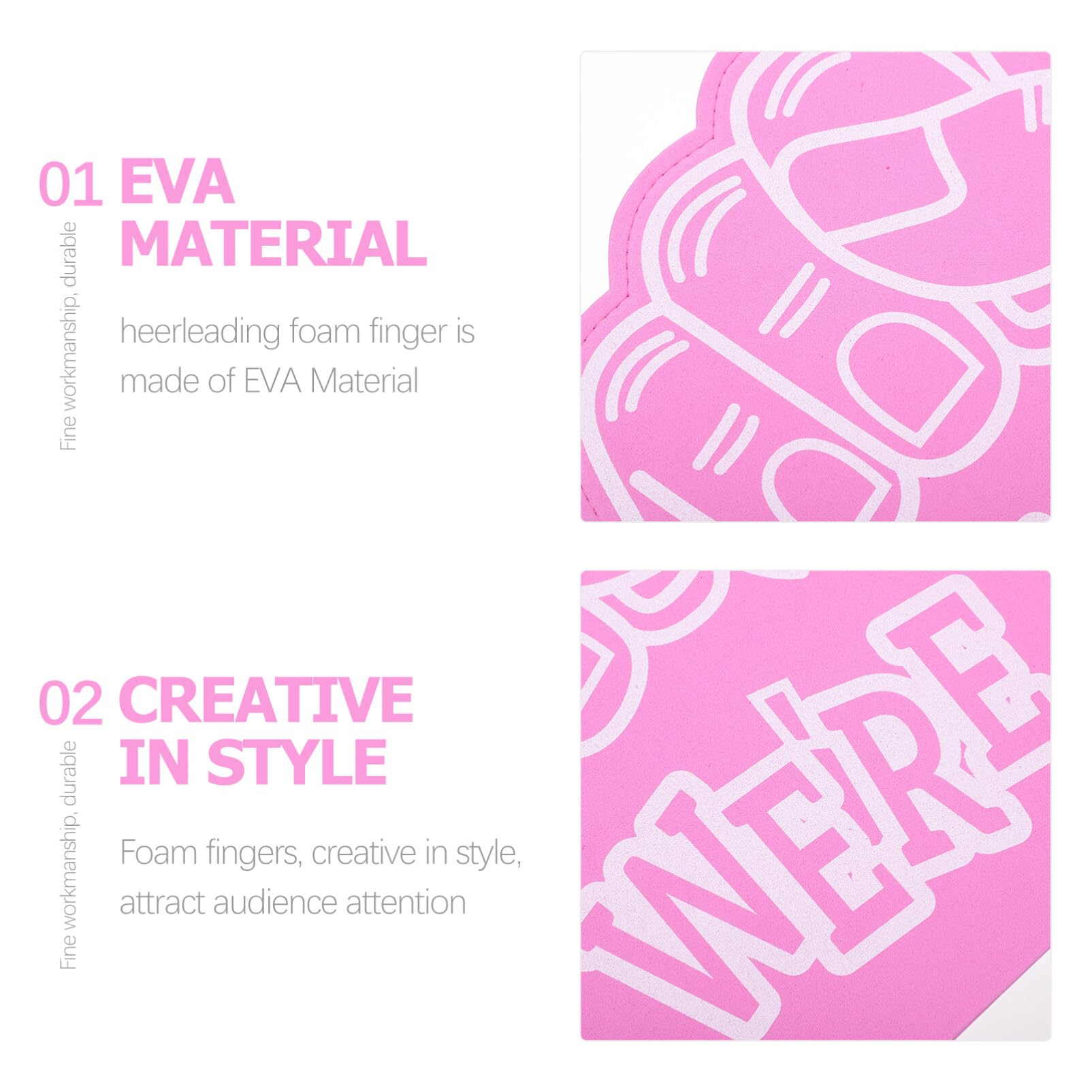 Toddmomy Cheerleading Foam Finger - Bulk 3PCS Oversized EVA Handheld Team Spirit Pink Sports Props for Adults Youth at Soccer/Basketball Games Party Supplies?