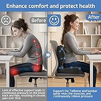 Vista 4 de Cojín de asiento de espuma viscoelástica con almohada de apoyo lumbar, cojín para silla de oficina, cojín ergonómico para asiento de automóvil