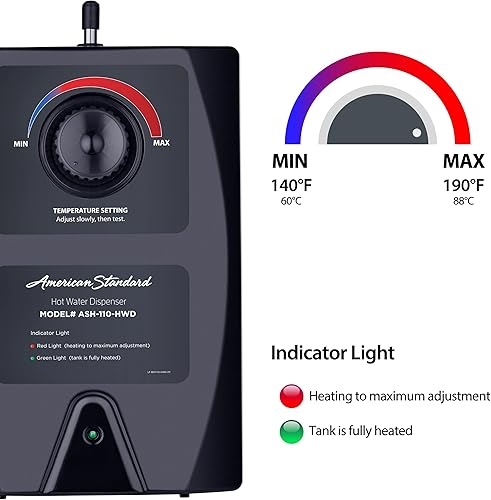 Miniatura 3 de American Standard ASH-110 Dispensador de agua caliente, incluye grifo de agua de doble mango de níquel cepillado 780 vatios, 110 V