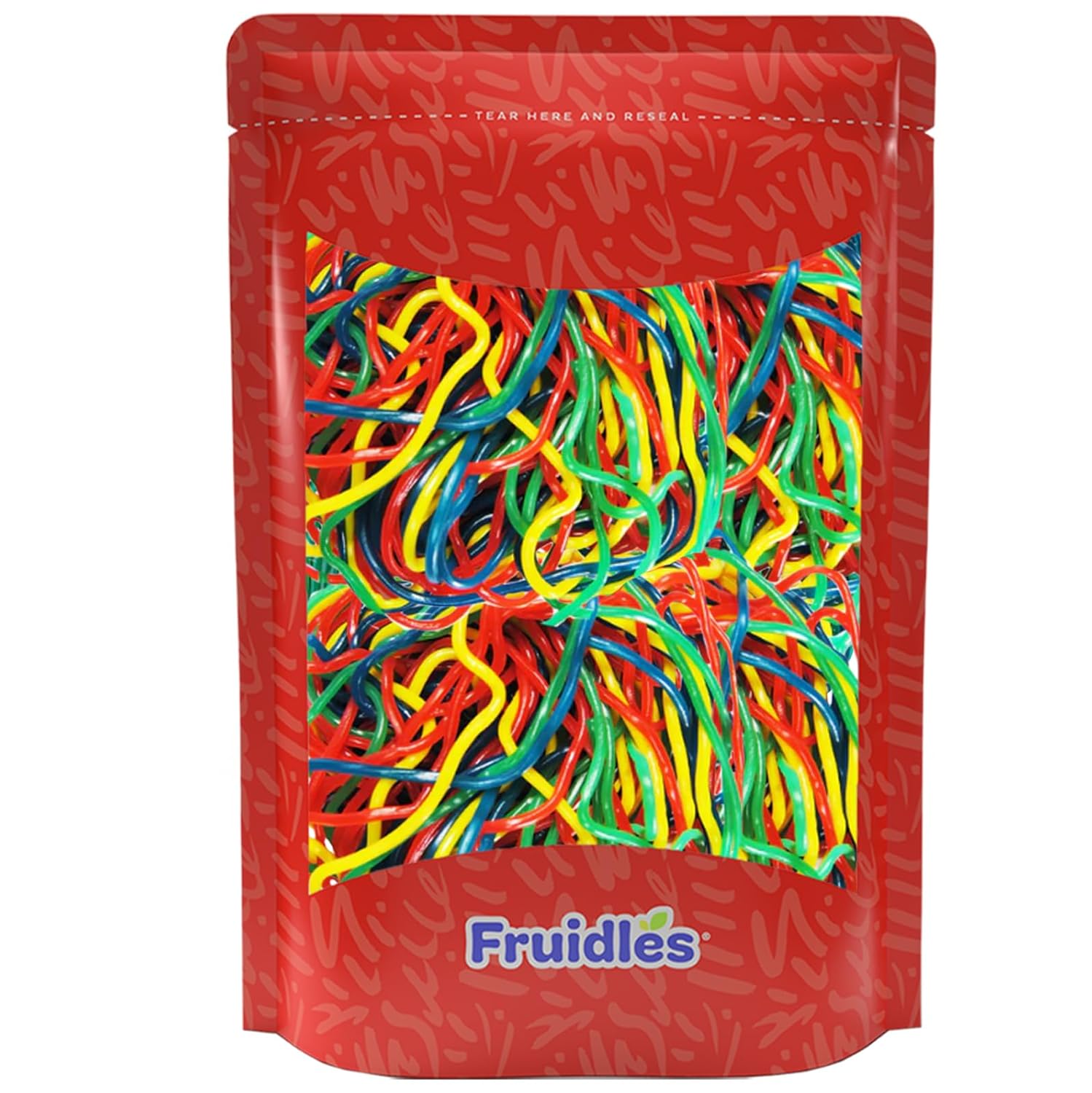 Fruidles Rainbow Licorice Laces, Rope String Licorice Candy Gummies, Soft, Chewy, Long Shoestring Candies (2 Pound)