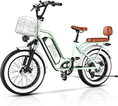 Electric Bike for Adults, 20"x 4" Fat Tire Cargo Ebike with Seat, 1450W Peak 2 Seater Commute Bike with 48V 20AH Removable 960WH Battery, 80 Miles Max Range 7-Speed Step-Thru Electric Bicycle