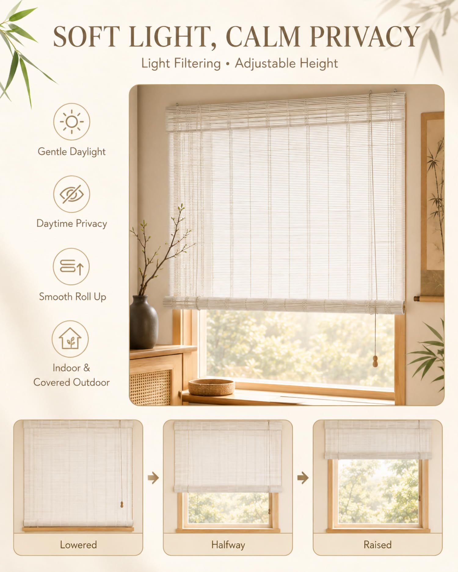 Tenda A Rullo per Esterno per Patio, Veranda, Tenda Oscurante da Interno, Tendes A Pacchetto per Finestra/Porta, Disponibili in Diverse Misure,60 * 183cm / 24 * 72"