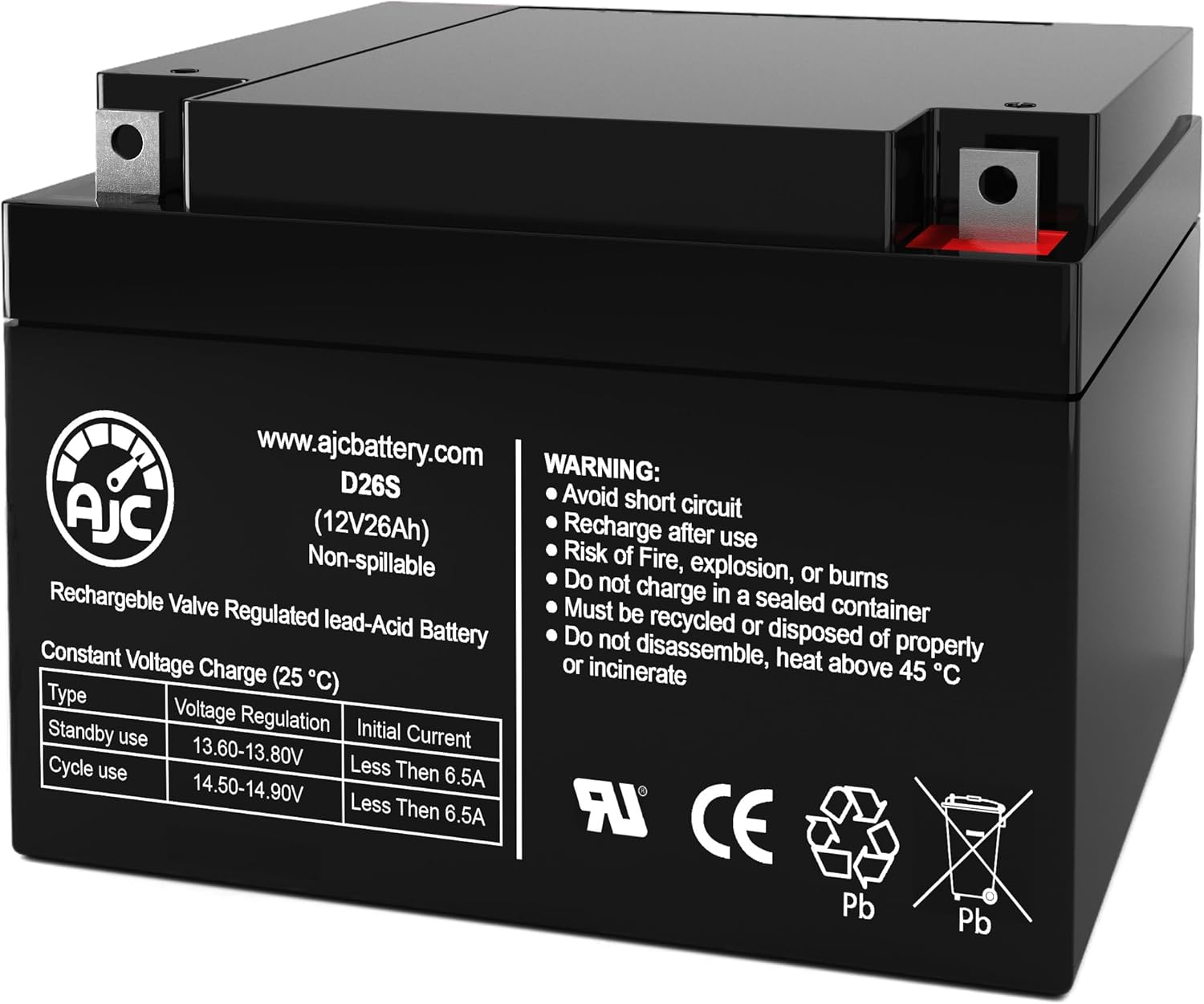 AJC Battery Compatible with CSB EVX-12260 12V 26Ah UPS Battery