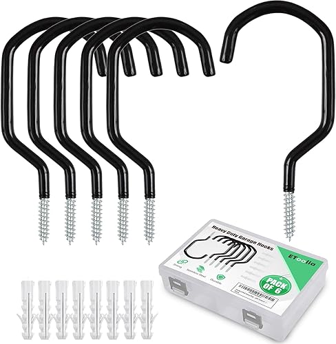 Etoolia Paquete de 10 ganchos de almacenamiento de bicicletas de garaje resistentes y ganchos de bicicleta para pared de garaje y techo, ganchos de