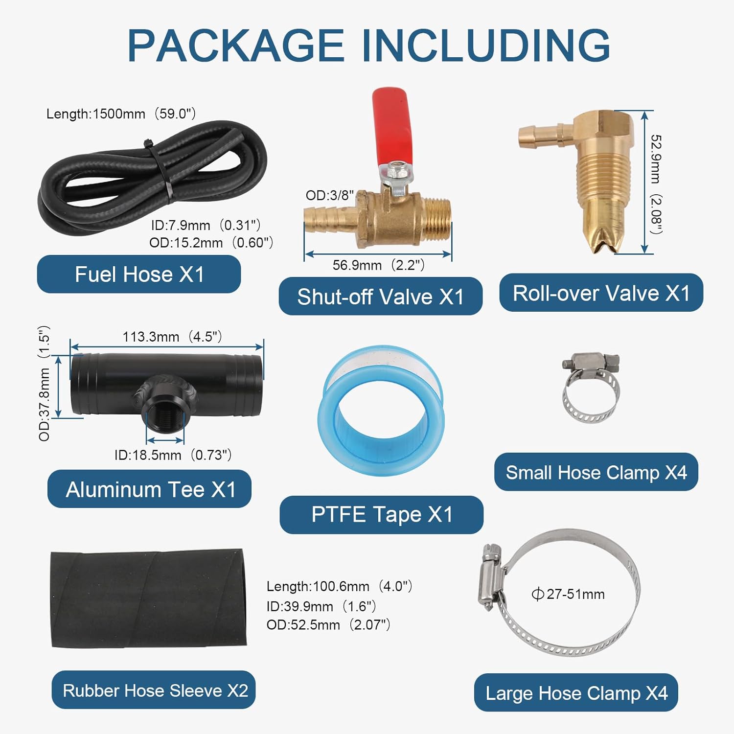 Auxiliary Fuel Tank Install Kit Diesel Installation Kit Compatible With 1999-2024 Ford 1999-2012 Dodge 2011-2022 Chevy/GMC, Gravity Fueled Auxiliary Fuel Tank With 1 1/2" Fill Line Replace# 11025