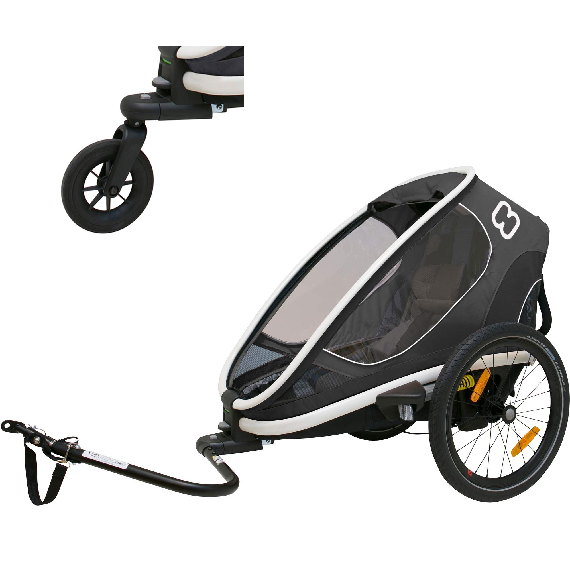 Hamax Outback Reclining Multi-Sport Child Bike Trailer + Stroller - 2020 Model (Jogger Wheel Sold Separately) (Grey/Black, One Seat)