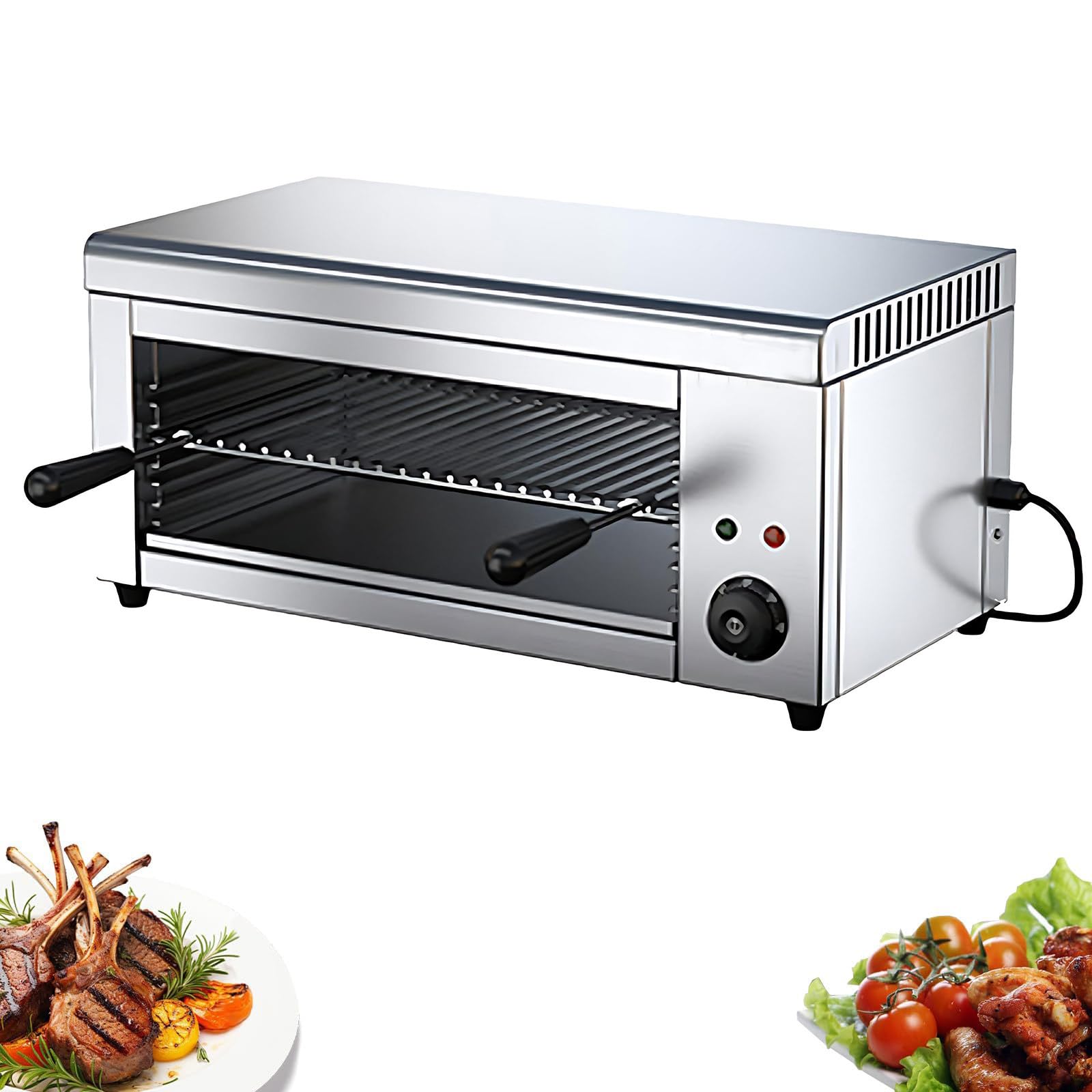 Komercyjny elektryczny grill BBQ, grill ze stali nierdzewnej do topienia sera, timer, stekownia do użytku domowego i restauracyjnego