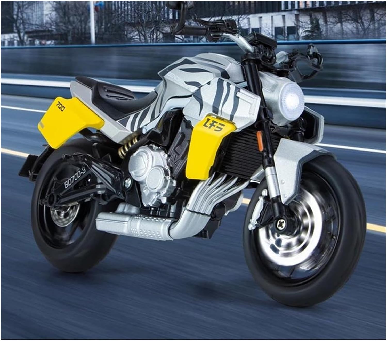 Mini Simulation Motorcycle Toys 1/12 for Tang Dagger Lfs700 Racing Off-Road Motorcycle Model Toy Series Children's Gifts Adult for Boys(Yellow)