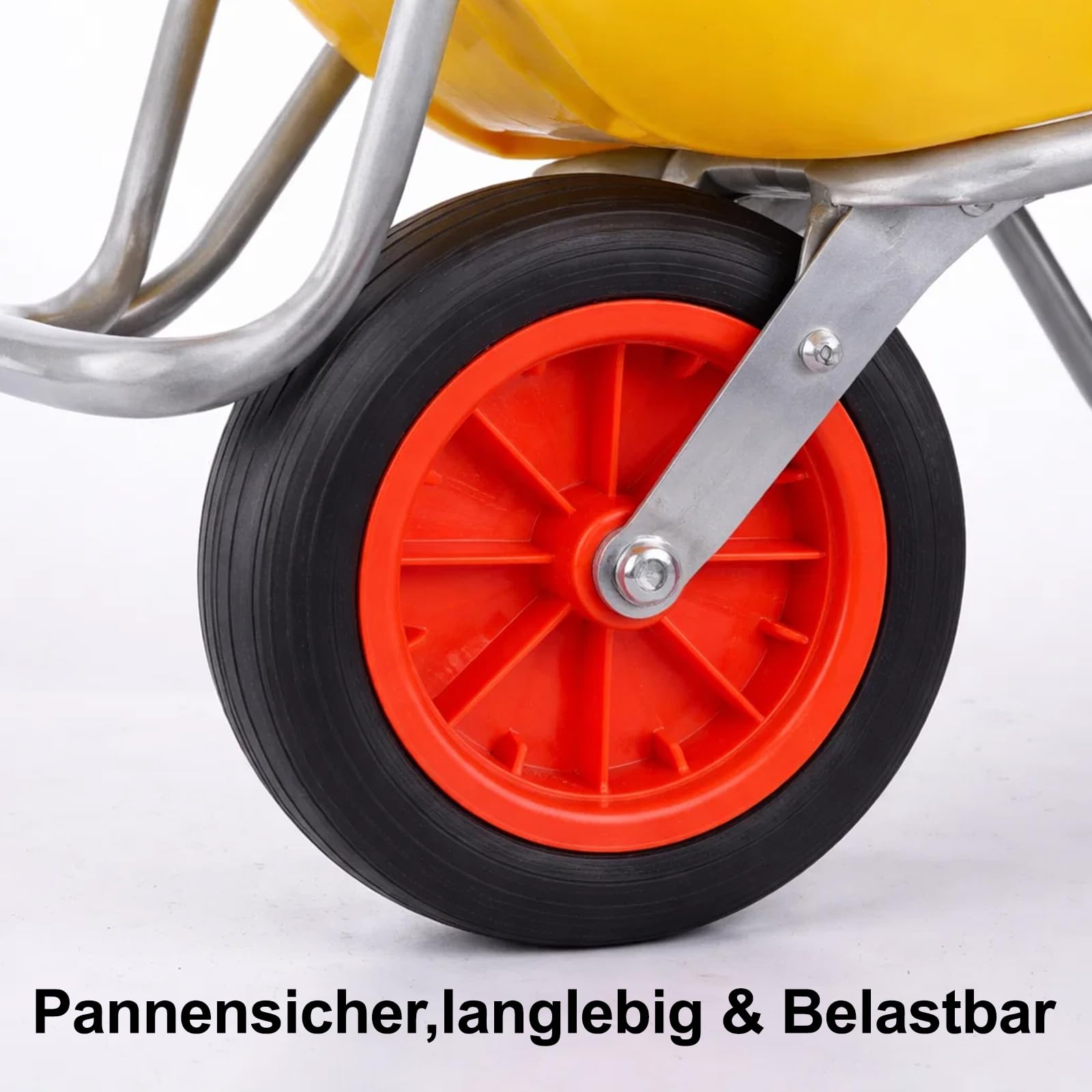 12"" Schubkarrenrad Vollgummi 3.50-4.00/8 + 120mm PU pannensicherer Ersatzrad für Sackkarre, Bollerwagen, Gartenwagen, Transportwagen, Reifen für Sackkarre