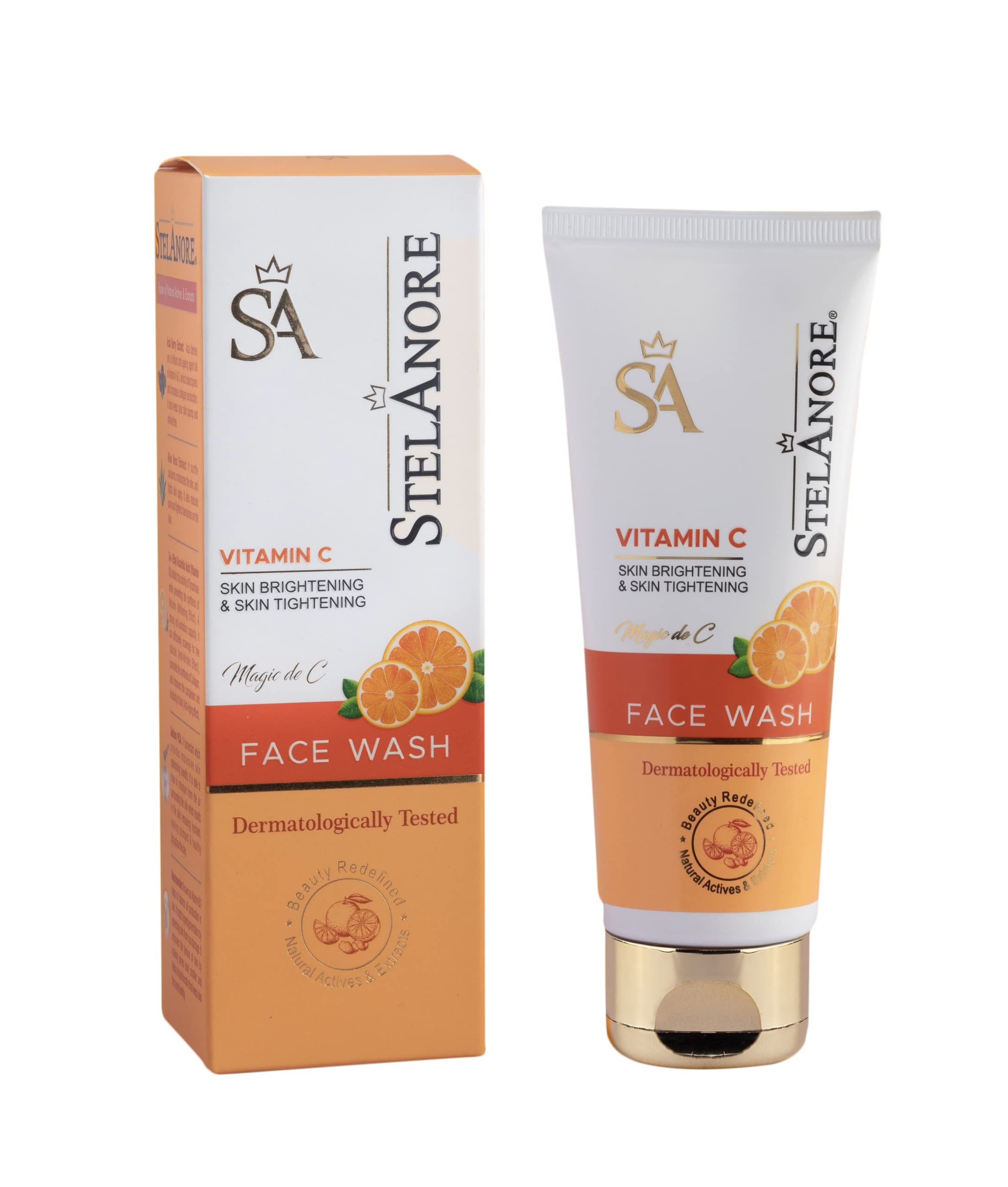 Stelanore Magic De Vitamin C Face Wash-100ml for Combination Skin Aging, Dullness Dark Spots, Clogged Pores, Wrinkles, Lines, Sunburn, Tan | Aloe Vera, Acai Berry Extract, Niacinamide, Ascorbic Acid