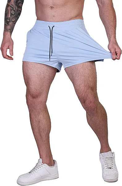 FIRSTGYM Men's Gym Workout Shorts 3" Lightweight Bodybuilding Casual Running Shorts with Phone Pocket