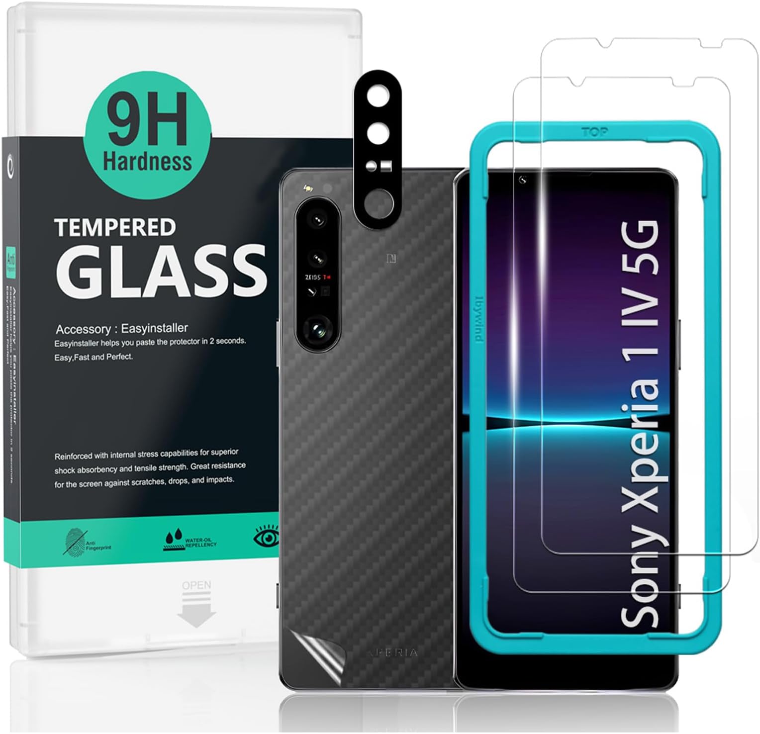Ibywind Screen Protector for Sony Xperia 1 IV 5G(6.5") 2 Pack+1 Pack Camera Len Protector+1 Back Film,9H Tempered Glass,HD,Scratch Resistant,Bubble Free,Easy Install