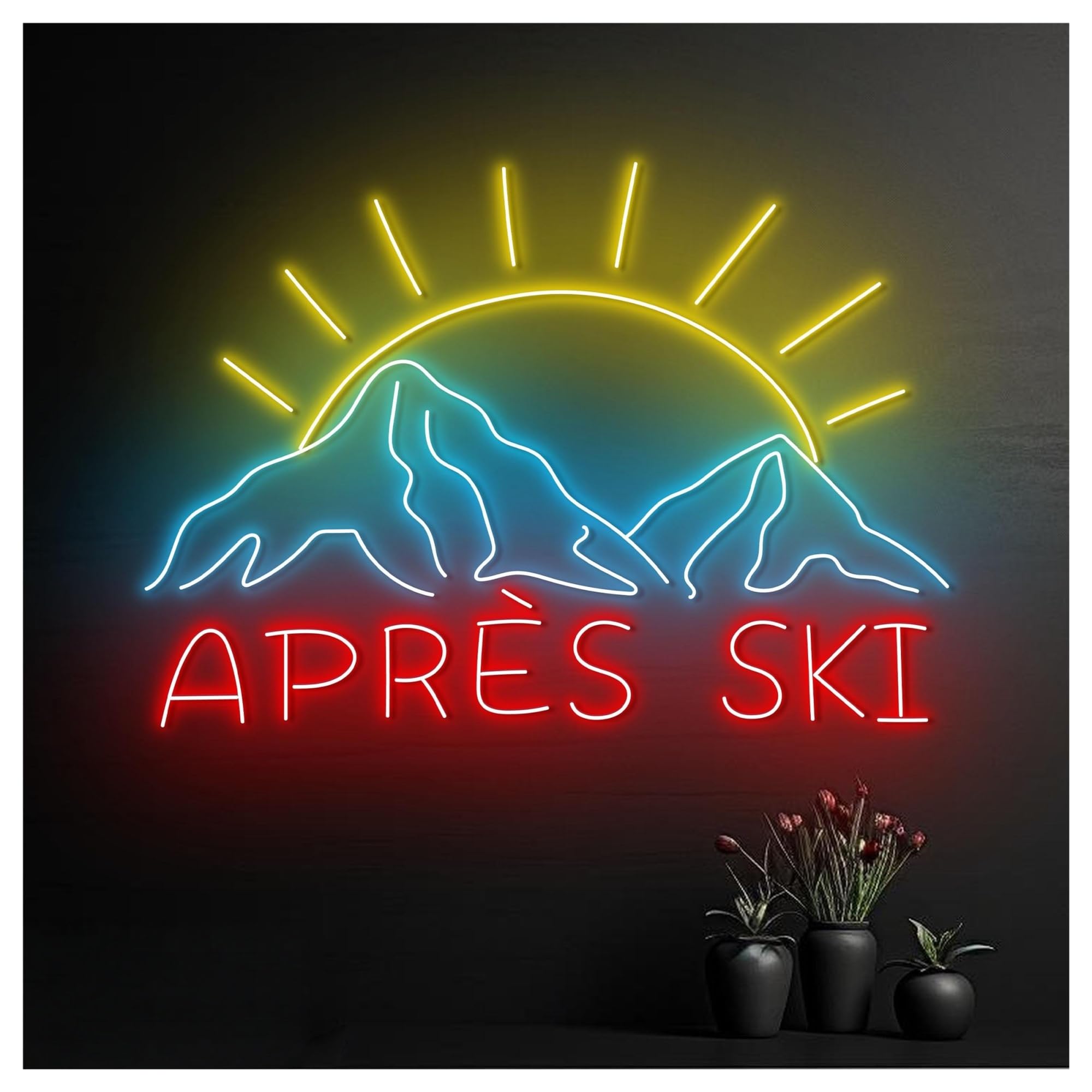 Insegna al Neon Insegna Al Neon Après Skida Parete Per La Casa, Luce A LED, Sport, Per Amanti Dello Sci, Arredamento Per Stanza Dei Giocatori, 58cm