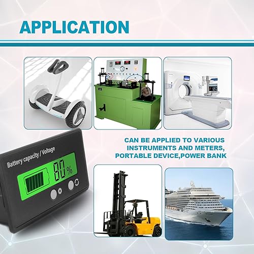 Miniatura 7 de Medidor de batería de 12 V, 24 V, 36 V, 48 V, medidor de monitor impermeable, probador de voltímetro digital, para batería de litio 3S-26S y