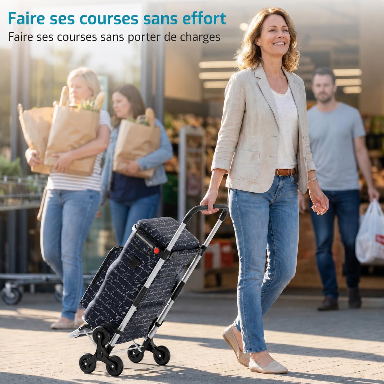 Rubberneck Chariot de Courses Pliable 44L avec Compartiment Isotherme Bleu
