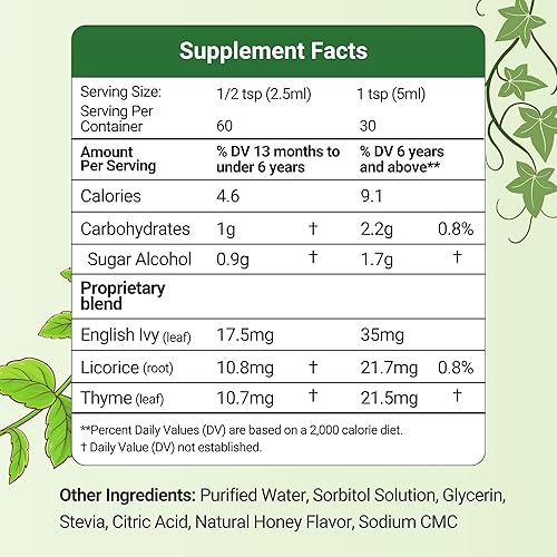 Vista 6 de HERBION Naturals Ivy Leaf Cough Syrup with Thyme and Licorice, 5 FL Oz, Soothes Throat and Relieves Respiratory Discomfort, for Adults, Kids 13