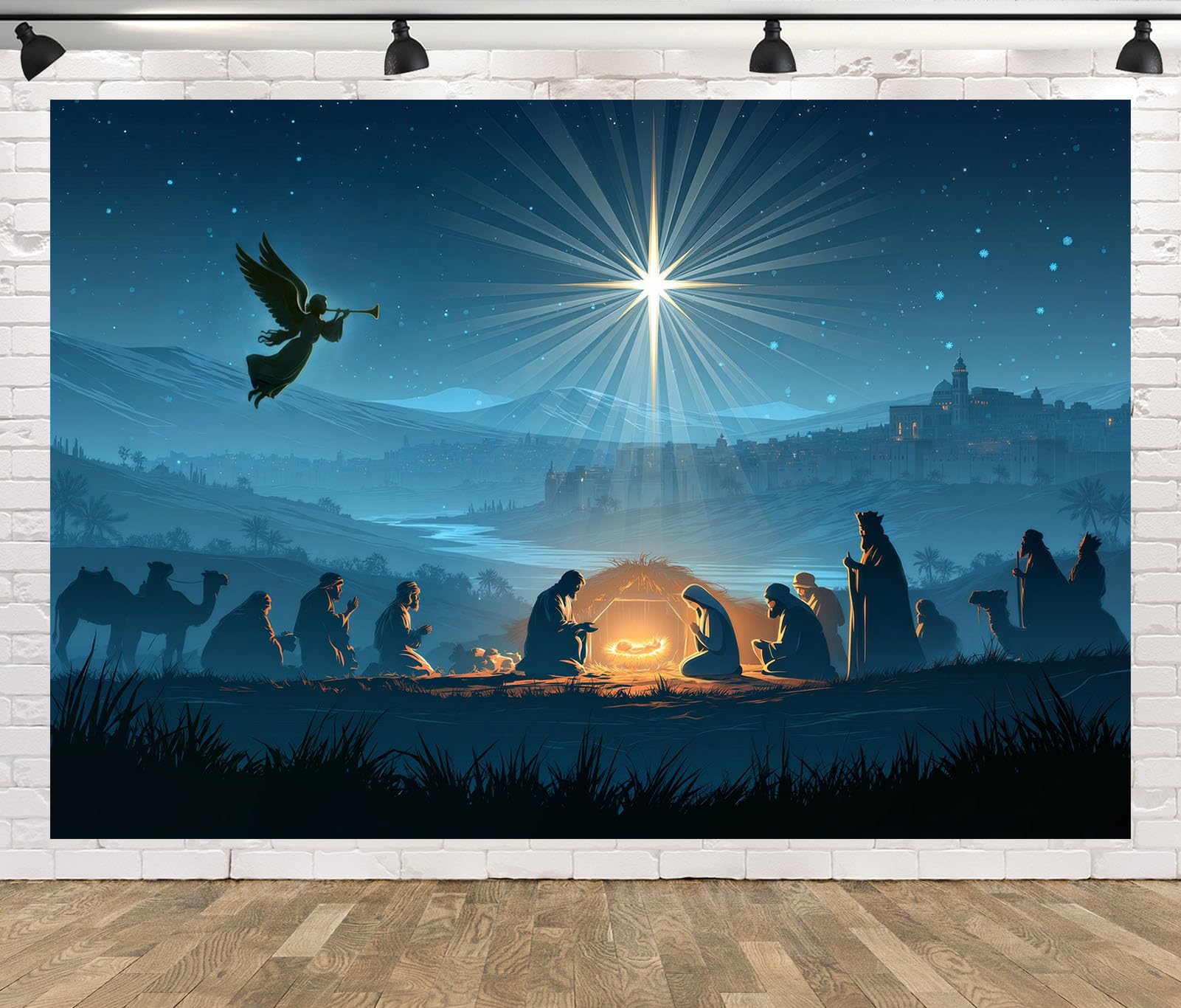 8x8FT (2.5x2.5m) Angelo E Corteo Del Presepe Sfondo Fotografico