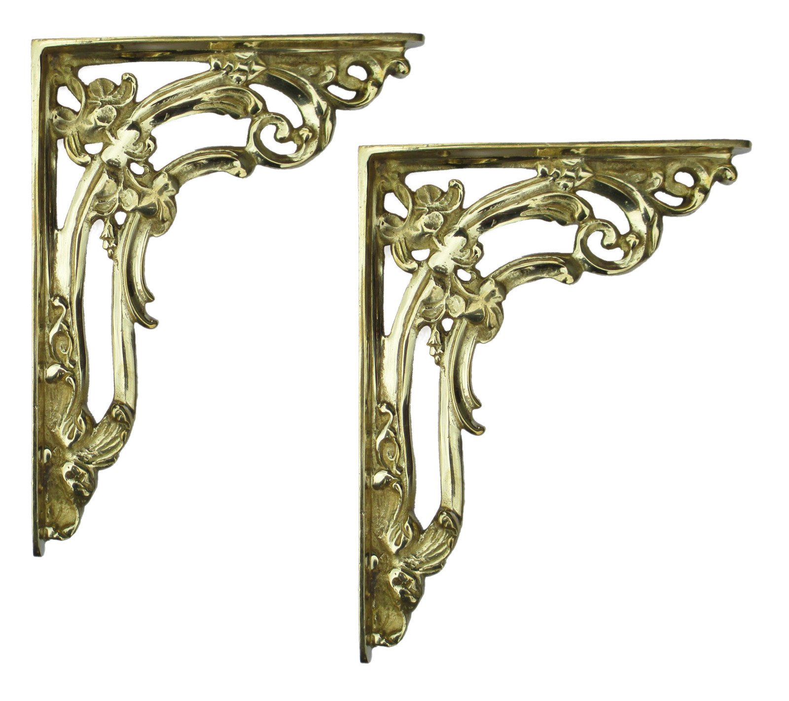 Castelion Brass Castelion® Pair Of Small Victorian Scroll Leaf Shelf Bracket | High Quality Home Accessories | Shelf Hardware | Ornate Home Decor | Shelving Brackets And Supports | 15Cm X 20Cm