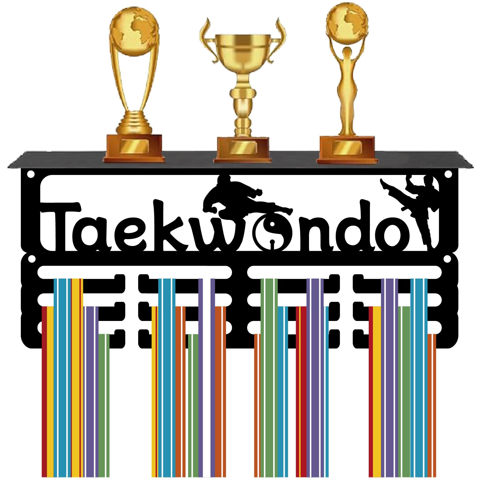 CREATCABIN Soporte para Medallas de Fútbol, Estante para Trofeos, Colgador de Medallas con 12 Gancho, Soporte para Estante Deportivo de 4 s, Soporte para Pared para 70 o Más Medallas para Hombres — view 15
