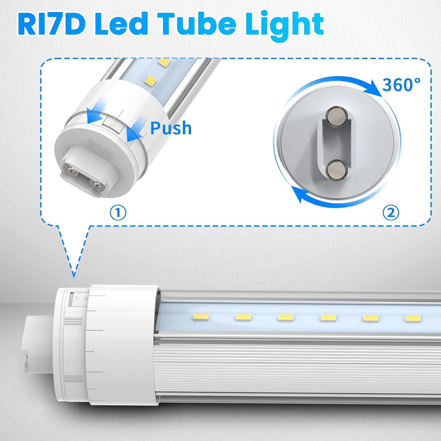 JESLED 360 Degree T8 T10 T12 3ft 24w R17D/HO Base, led Outdoor Tubes for Double Sided Signs 6000K Cool White Clear Cover (4-Pack)