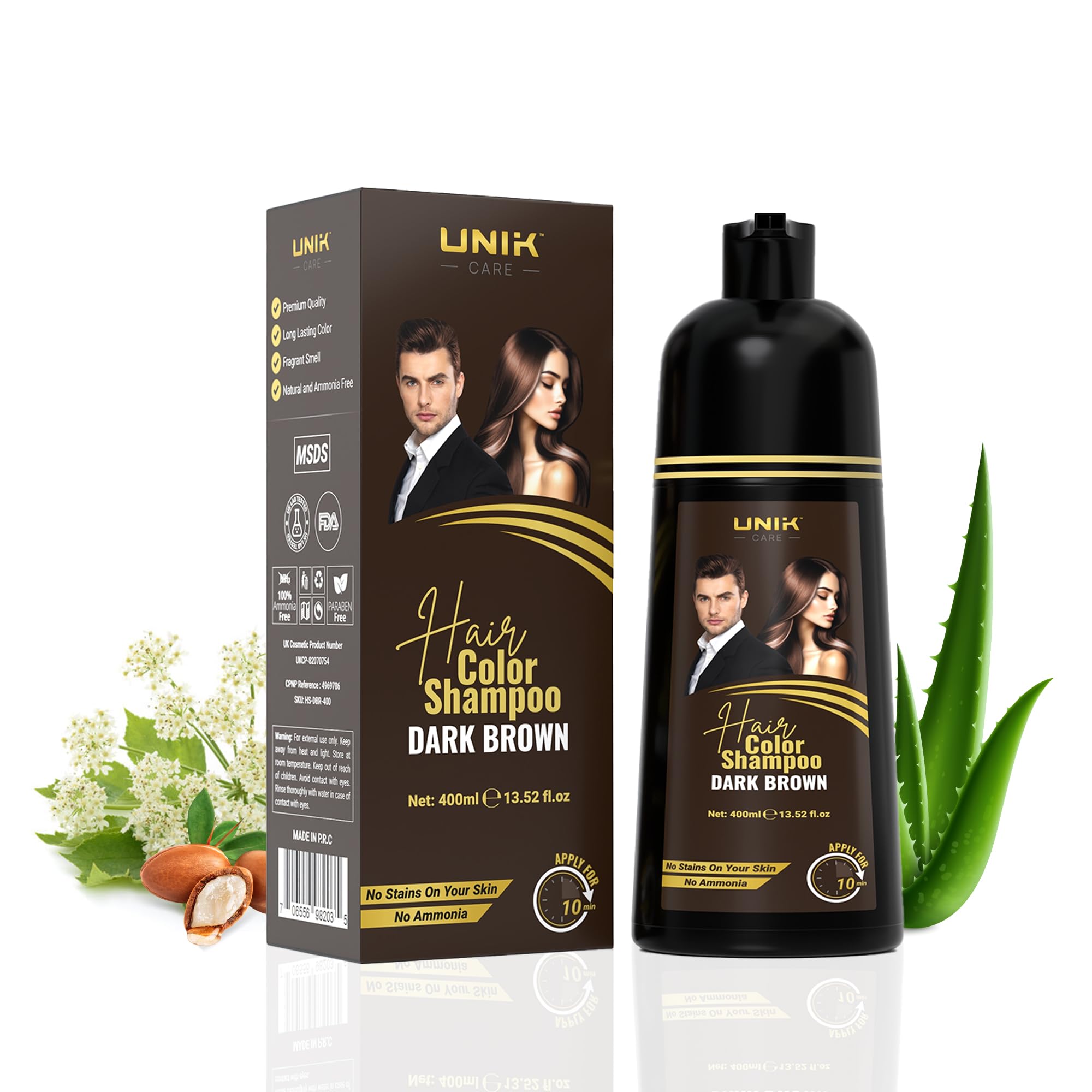 Amazon.com : UNIK Care Dark Brown Hair Dye Shampoo 400ml – 3 in 1