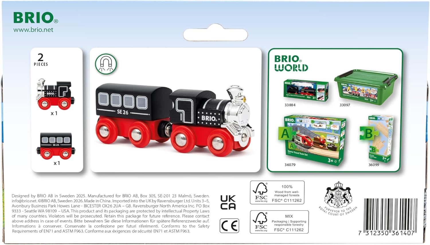 BRIO World Special Edition Train 2026 - Limited-Edition 2-Piece Wooden Steam Train - Collectible Design - Works with All World Railway Sets - Kids Ages 3 & Up