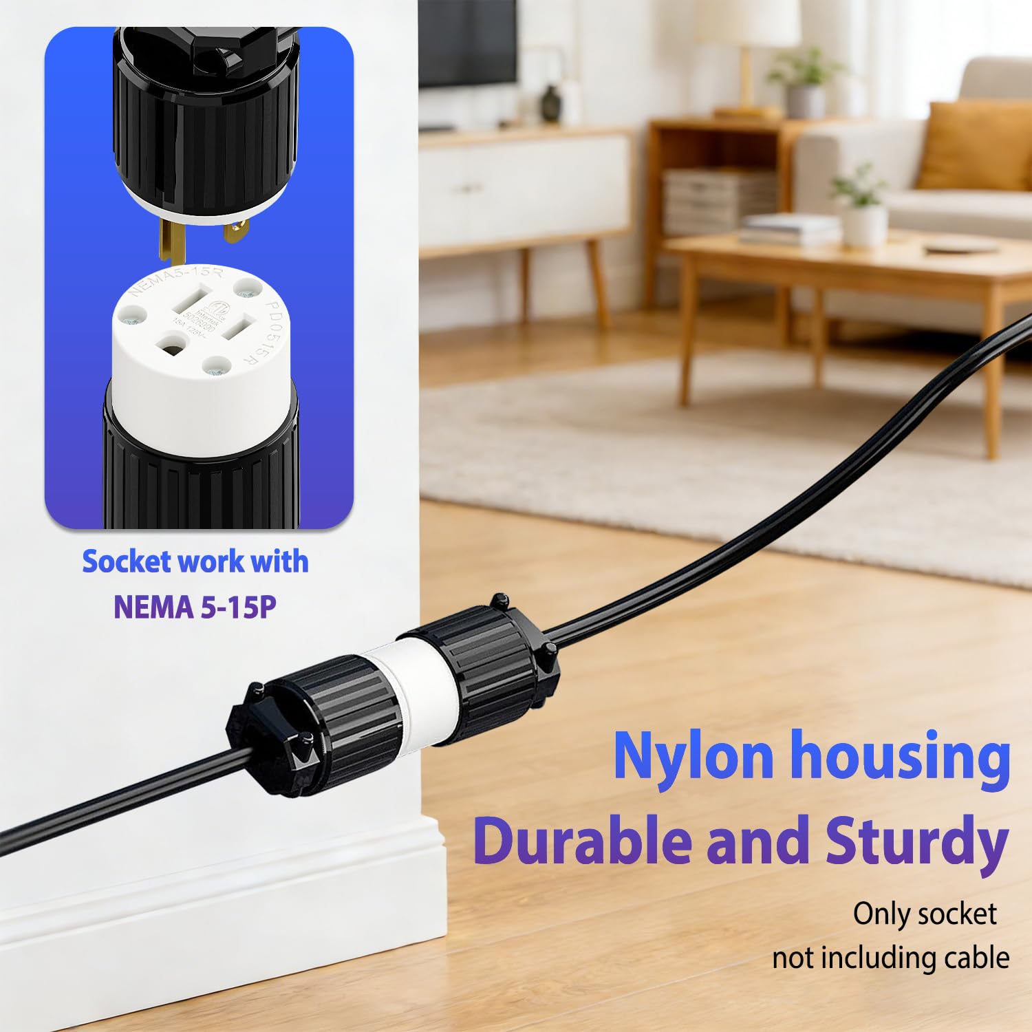 10 Pack Black & White Nema 5-15R Self Wiring Electrical Outlet Receptacle, 15A 125V, 3-Prong Grounded Socket for Appliance, Computer, Power Strip