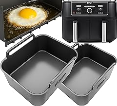 AirFlow Bake™ Ninja AF400UK Baking/Oil Premium Silicone Liners | Flat Base for Baking & Oil Cooking | 2PCS Dishwasher Safe, Ninja Air Fryer Accessories | AF400UK Silicone Liners | by iStock Kitchen