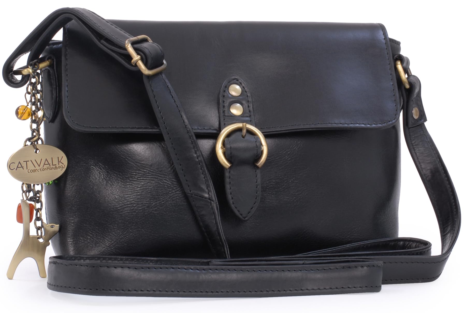 Catwalk Collection Handbags - Borsa a Tracolla Piccola in Vera Pelle - Borsa Messenger Donna - Borsetta con Tracolla Regolabile - Freya