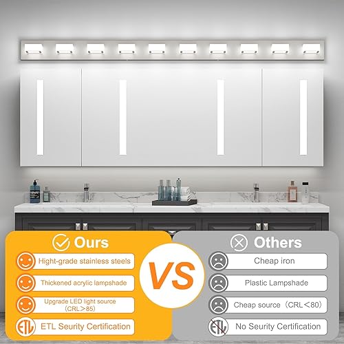 Miniatura 180 de Ralbay - Lámpara LED moderna y negra para tocador de baño, con 3 luces, accesorios de iluminación de pared de baño de acrílico Luz blanca