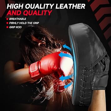 Boxing Pads Curved Focus Mitts, Training Pads,MMA Muay Thai Kickboxing Coaching Martial Arts Punching Hand Target Strike Shield & Boxing Mitts