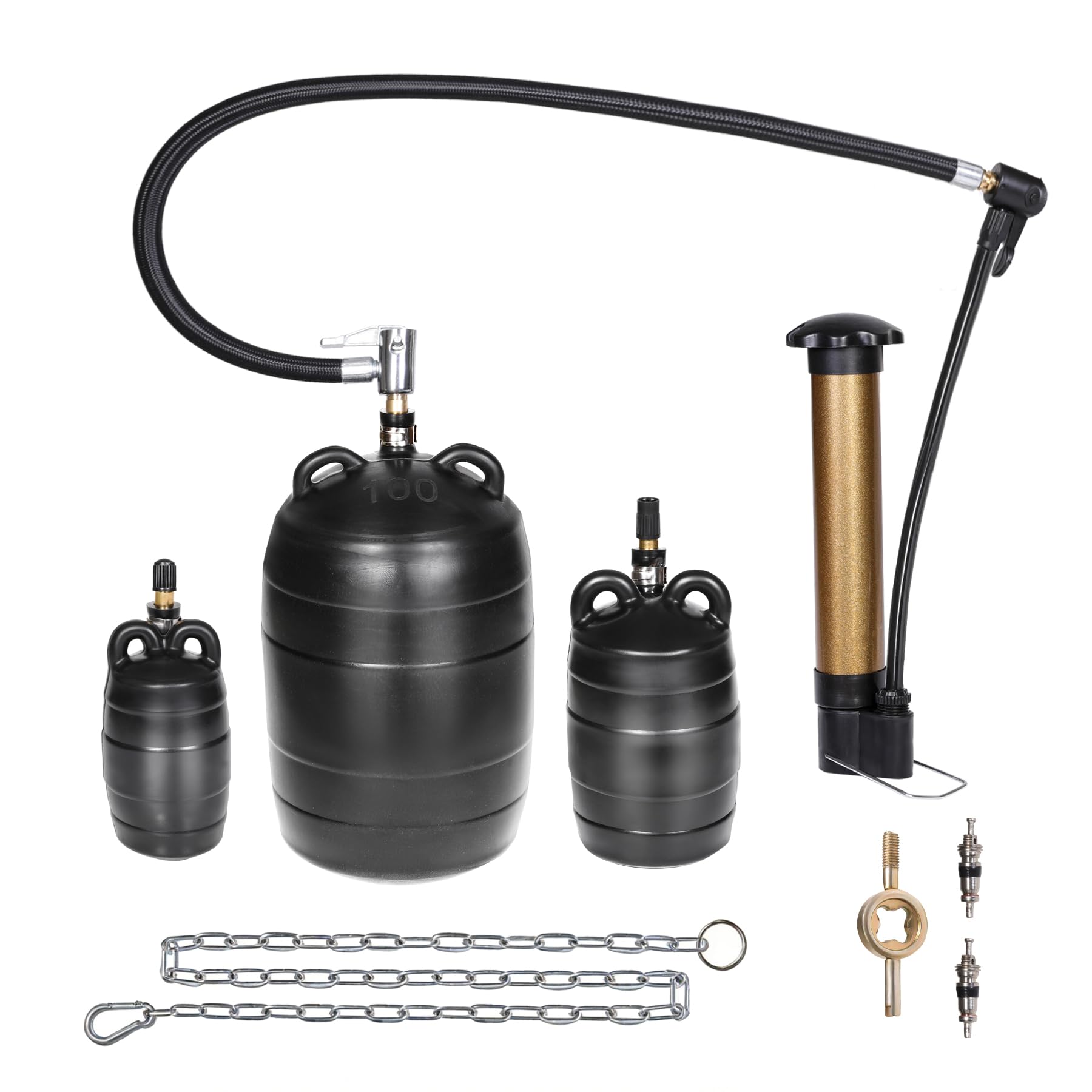 Upgraded 3PK Inflatable Pipe Plug Balloon Kit(2",3",4") with Fast Air Pump &amp; Extension Hose, Rubber Sewer Test Balls with Safety Chain &amp; Valve Tool for Plumbing Pressure Testing/Drain Blocking
