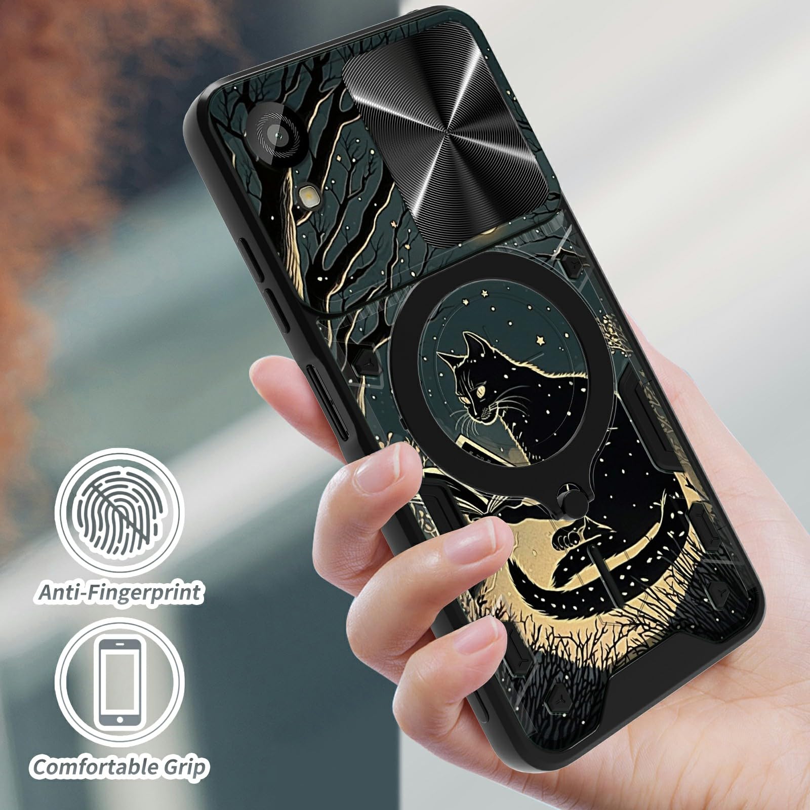Amazon.com: SROJDHFJB Black Cat Moon for TCL 30Z (T602DL) Case 