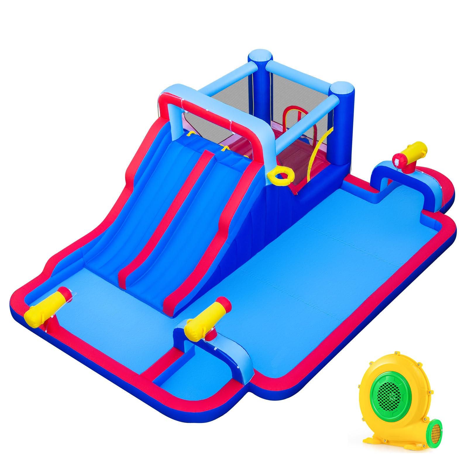 COSTWAY Castillo Hinchable Acuatico, 9 en 1 Castillo Hinchable para niños 3-5 Años con 3 Niños, 646 x 418 x 211 cm, Seco y Agua, Insuflavel Crianças Interior Exterior (con soplador de 950W)