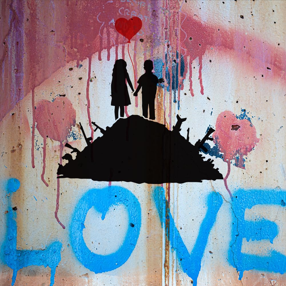 FINGERINSPIRE 12 stencil da disegno Banksy con pennello da 30 x 30 cm, motivo: ragazzi, uomo, angeli, clown, scimpanzé, ratti, pittura a tema Banksy, stencil per dipingere su mobili