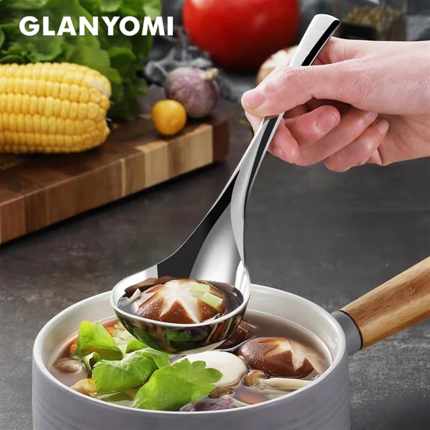 Ladle Premium 2/6PCS Stainless Steel Large Capacity Soup Spoon Ladle Serving Spoon/Dinnerware Soup Ladle (6pcs) (6pcs)