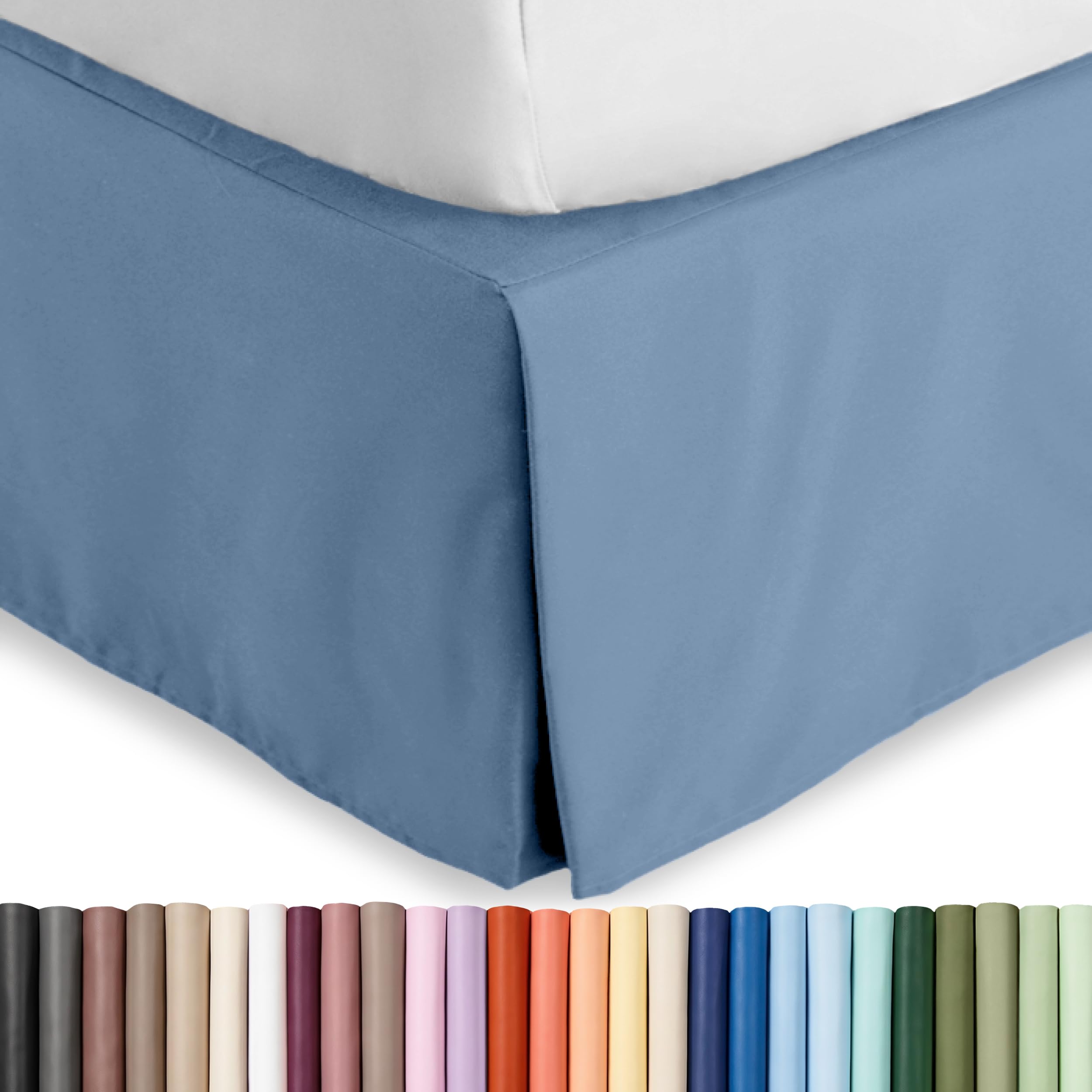 Bare Home Pleated Queen Bed Skirt - 15-Inch Tailored Drop Easy Fit - Bed Skirt for Queen Beds - Center & Corner Pleats (Queen, Coronet Blue)-picture-18