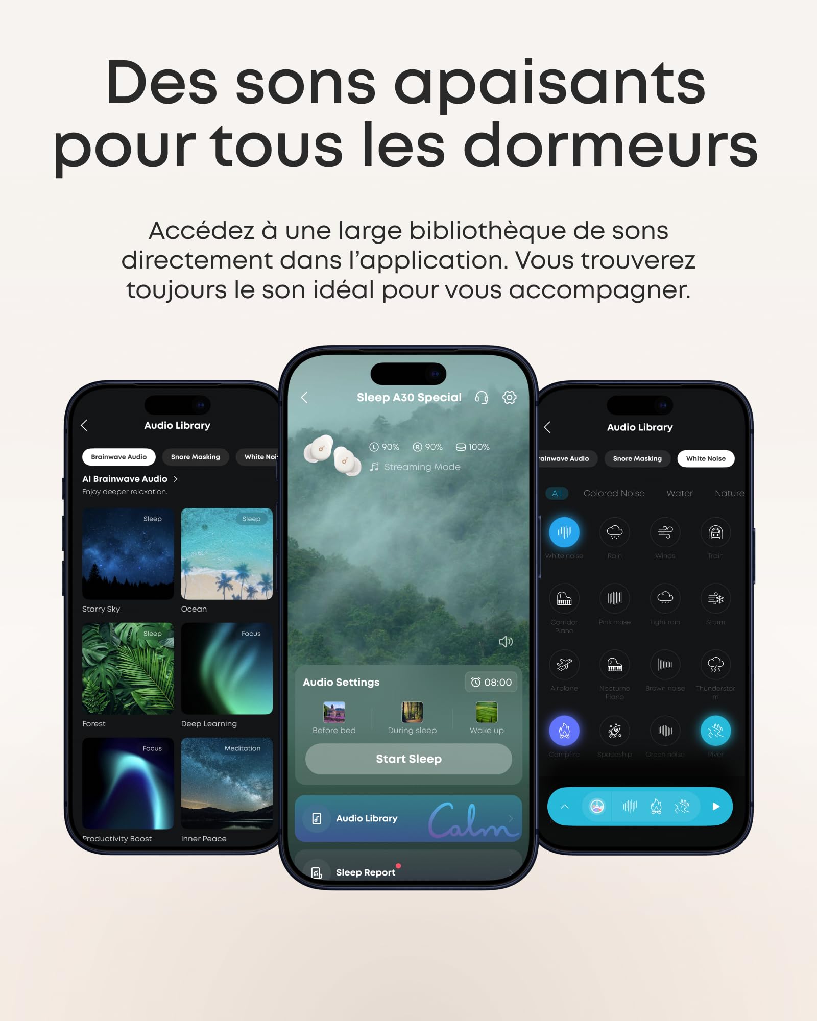 Soundcore Sleep A30 édition spéciale par Anker, écouteurs de Sommeil, ANC, Isolation Passive, masquage des ronflements, Audio de Sommeil, Confortables même en Position latérale, 10 h d'autonomie