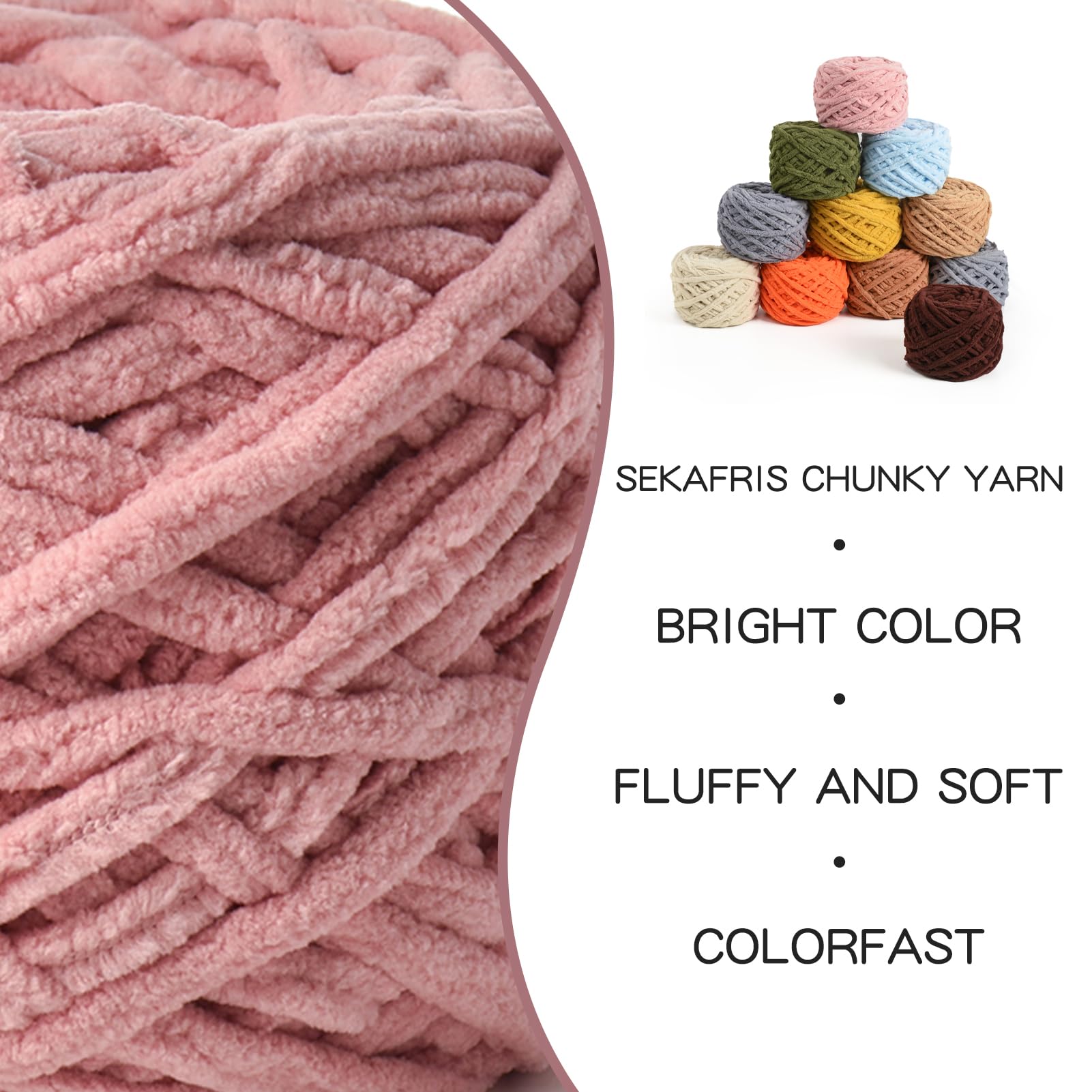 3 Pack Fluffy Chenille Chunky Yarn (100g Each) - Soft Velvet Yarn For Crochet Blankets & Amigurumi