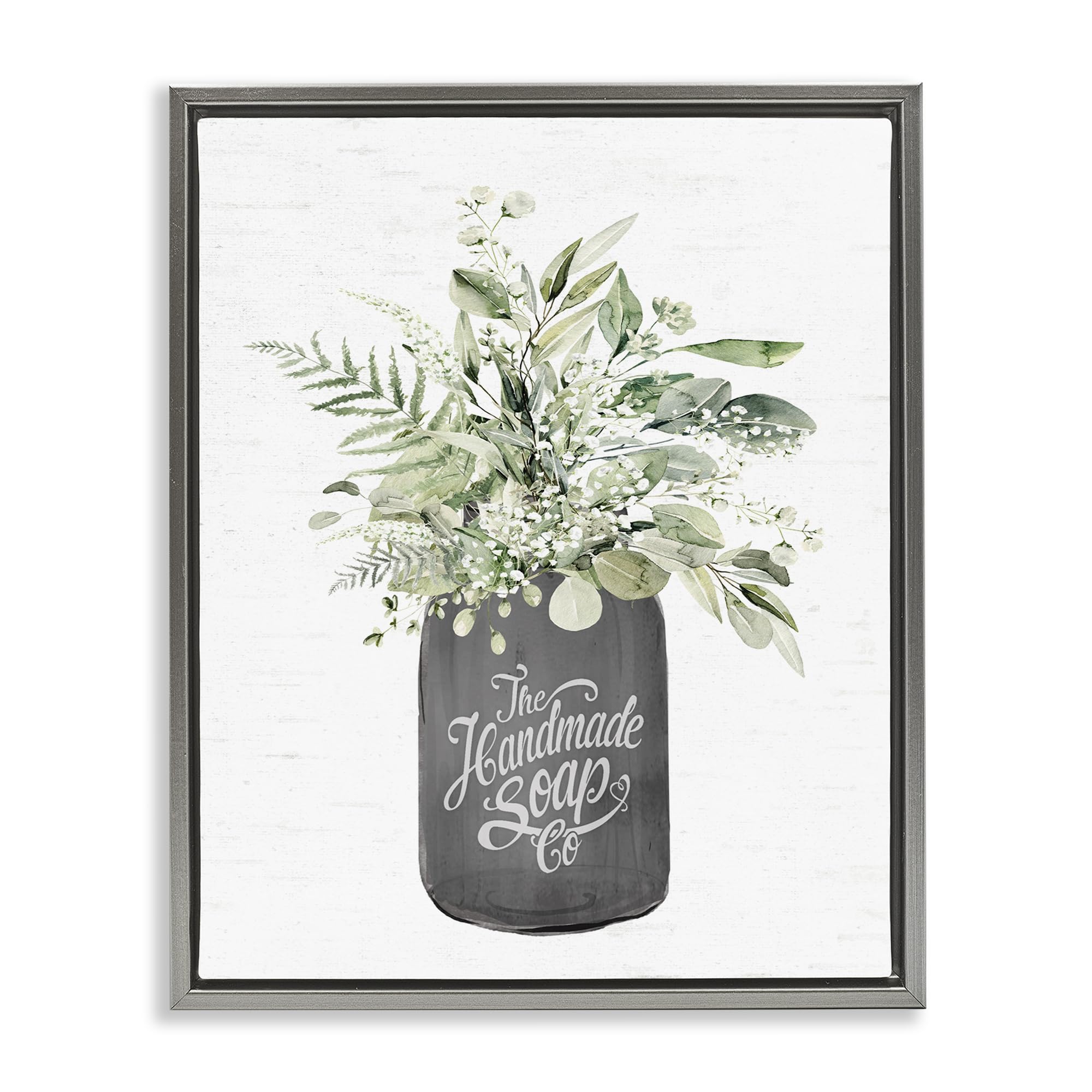 Stupell Industries Handmade Soap Botanicals Gray Framed Floater Canvas Wall Art design by Lettered and Lined, 31 x 25