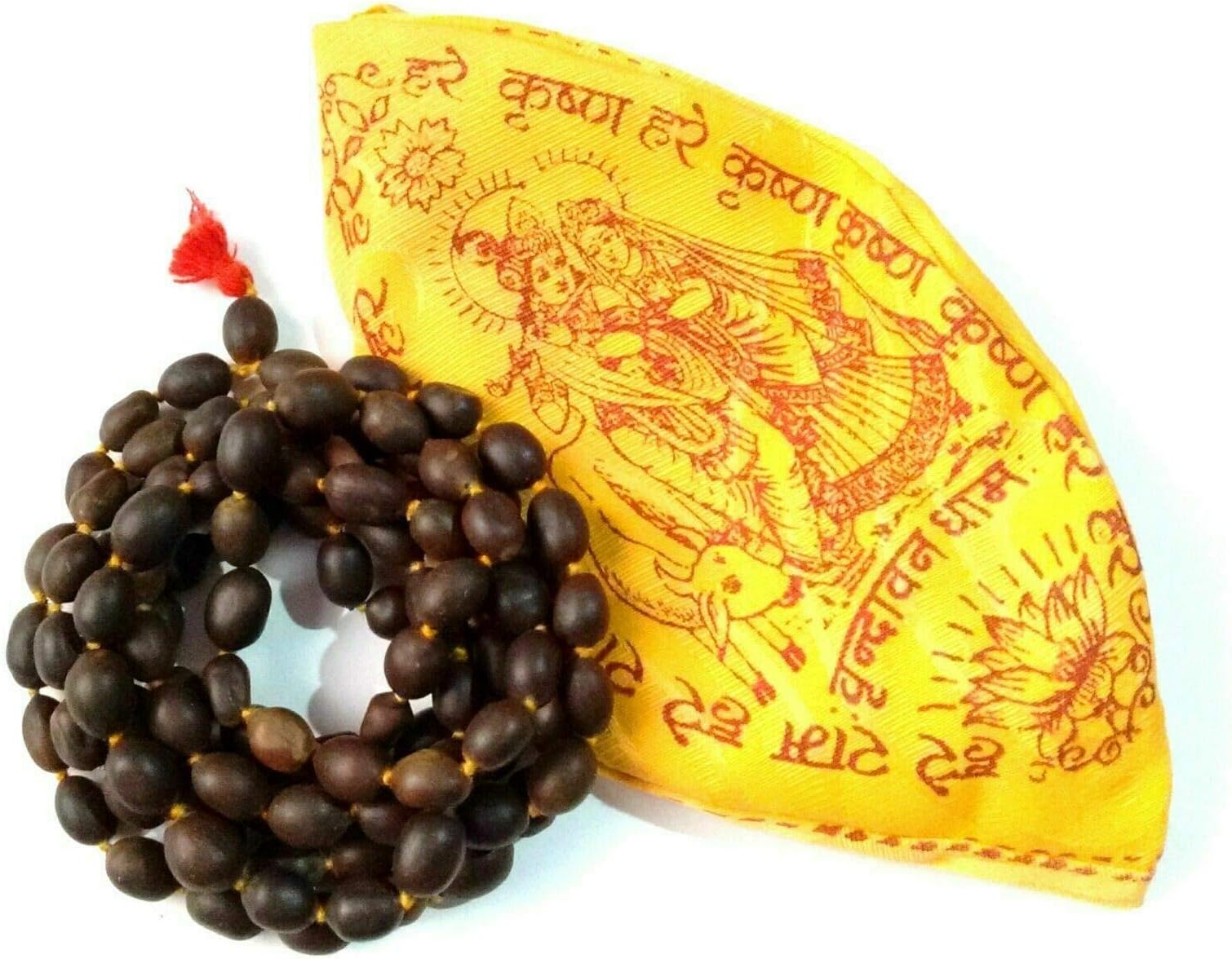Lotus Seed Kamal Gatta Rosary Japa Mala 108 Beads Laxmi Prayer Hindu Meditation Japa Mala Chakra mala Necklace - Rosary Beads Om Chanting + Gomukhi Gaumukhi Japa Mala Bag