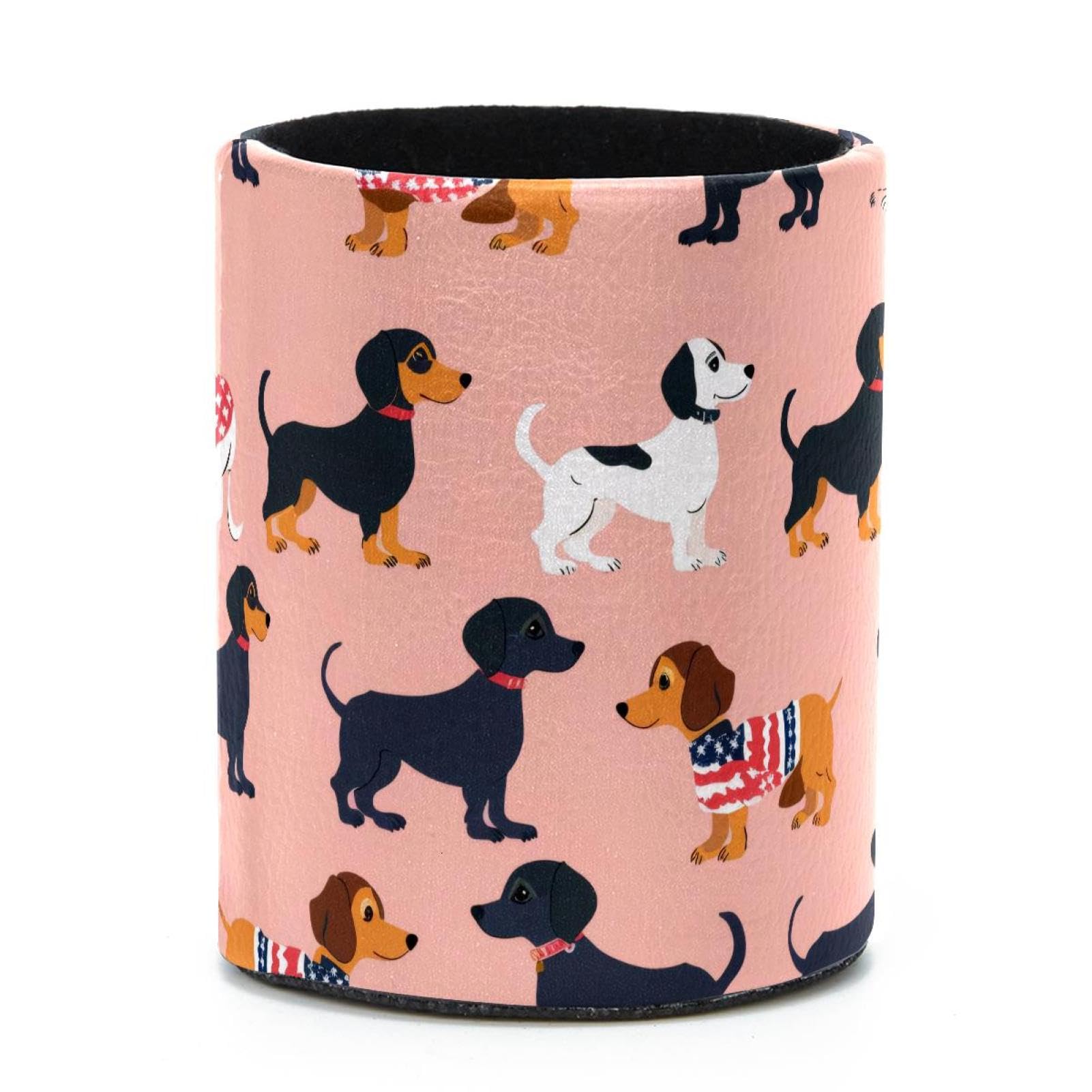 VAPOKF Round Pencil Holders for Desk, Dachshund Dogs Pen Holders Pen Pot Makeup Brushes Storage Desktop Stationery Supplies Organiser for Home Office