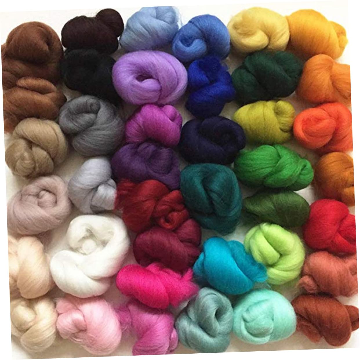 Homoyoyo Merinofilzwolle 40 Farben 10g Wollfasern zum Nadelfilzen | Selbstgemacht Nähzubehör für Textil, Zubehör zum Nassfilzen, Plastizität für Kunsthandwerk
