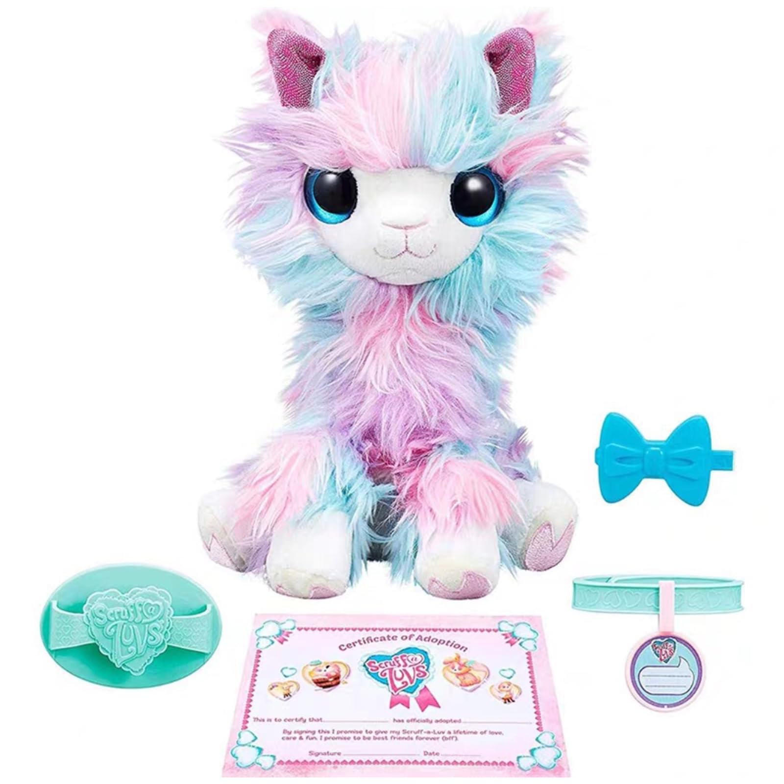 Fluffy Magic Transforming Pet Toy, Scruffy to Fluffy Plush Dog Cat Stuffed Animal with Brush Hair and Collar Tag, for Kids Children Pretend Play Grooming (#1)