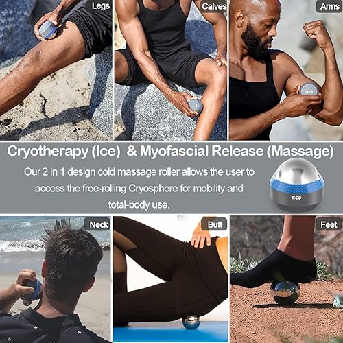 Vista 13 de iECO Cryosphere - Pelota de masaje en frío para alivio del frío y el calor, liberación miofascial, terapia de punto de activación, nudos musculares