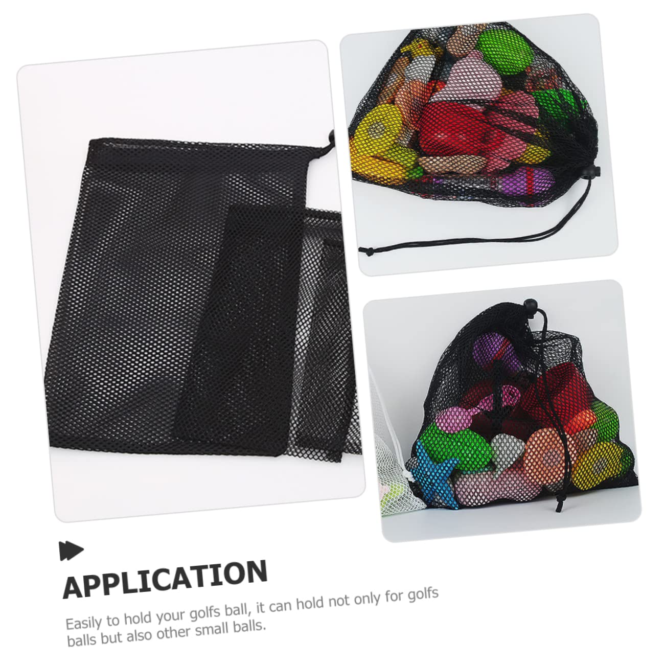ifundom Borsa A Rete Portaoggetti Corse Netto Stringa Custodia Per Palline Da Golf Di Grandi Dimensioni Borse Per Palline in Rete Maglia Sport Sacchi Nero Poliestere
