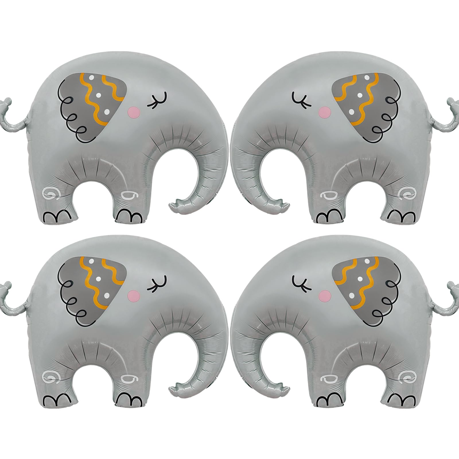 Boho Elephant Theme Birthday Party Supplies - 4 Pcs Grey Elephant Baby Shower Decorations Balloons