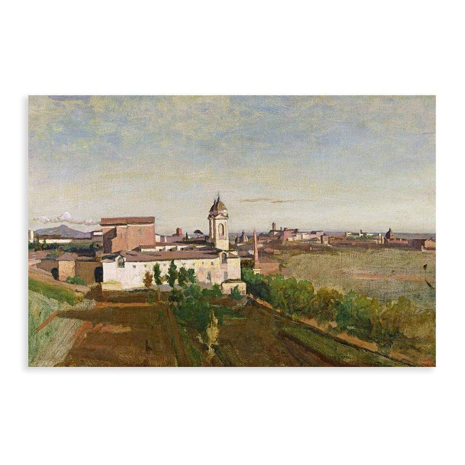 DFJyjFGJJ Jean Baptiste Camille Corot,Trinita Dei Monti From The Villa Medici,famous Art Canvas Wall Art Print Poster For Home School Office Decor 16" L X 24" W